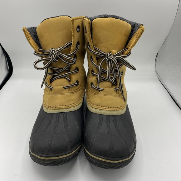 Sorel Slimpack II Lace Winter Boots Womens Size 12 EUR 43 Leather Elk Black - Picture 2 of 9